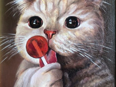 Открытка Кот с леденцом