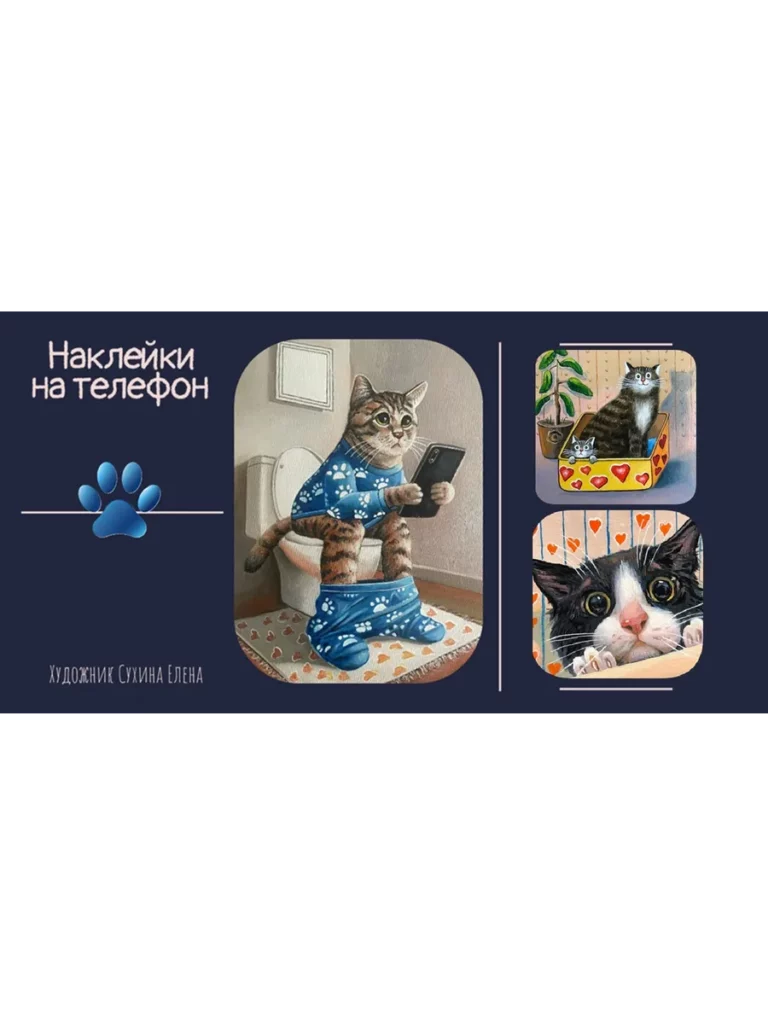 Объёмные стикеры и наклейки на телефон "Надюнь в коробке"