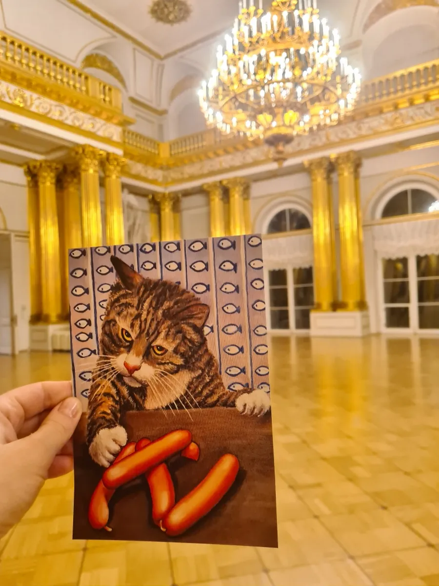Открытка почтовая "Котик и сосиски" - изображение 4