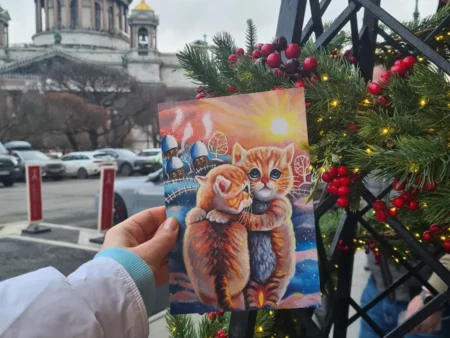 Открытка на новый год "Нежность. Котики" - изображение 4