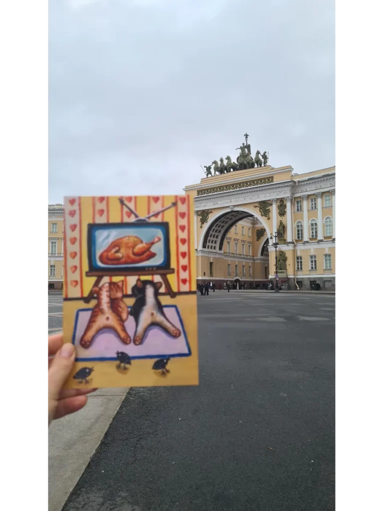 Открытка почтовая "Котики и кино"