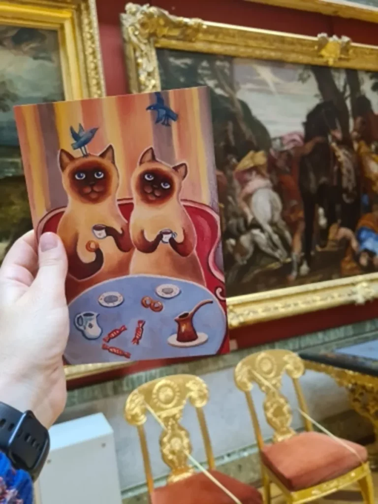 Открытка "Завтрак с котиками"