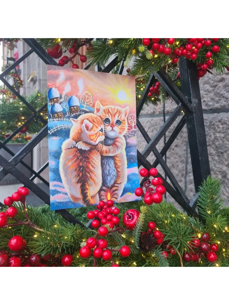 Открытка на новый год "Нежность. Котики"