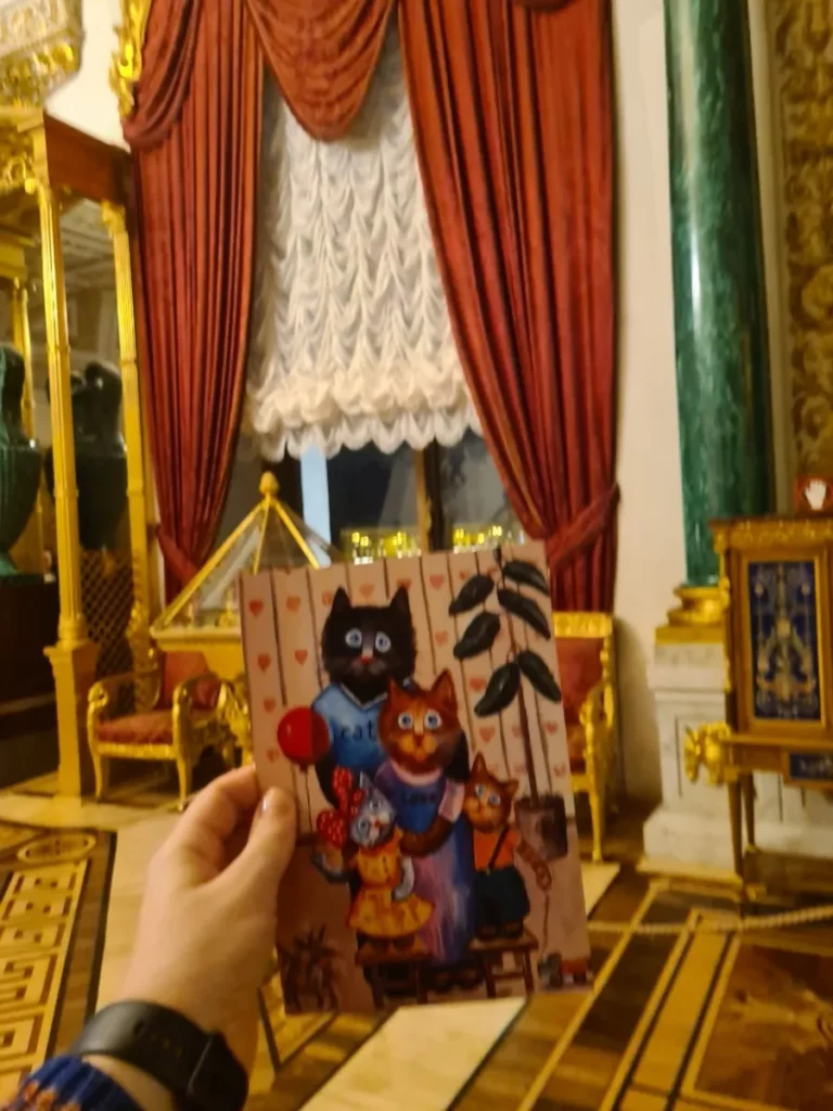 Открытка котики "Семья"