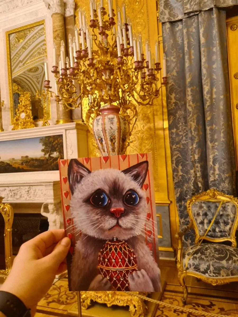 Открытка сувенир из Санкт-Петербурга "Кот Фаберже" - изображение 5
