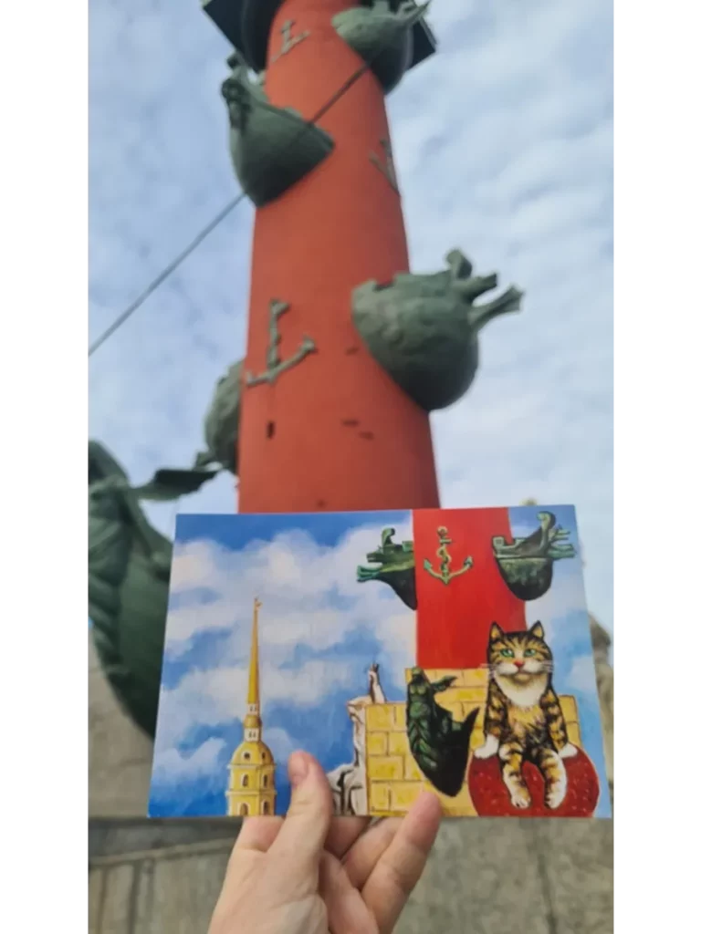 Открытка сувенир с котиком "Санкт-Петербург"