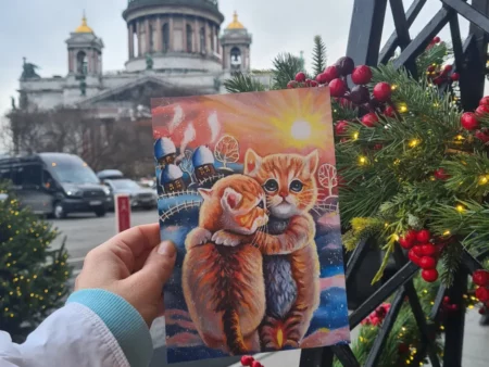Открытка на новый год "Нежность. Котики" - изображение 7
