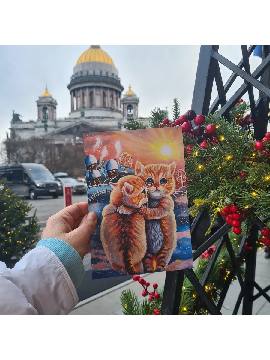 Открытка на новый год "Нежность. Котики" - изображение 7