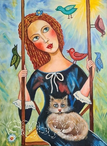 Открытка с котиком "Мечты с котом"