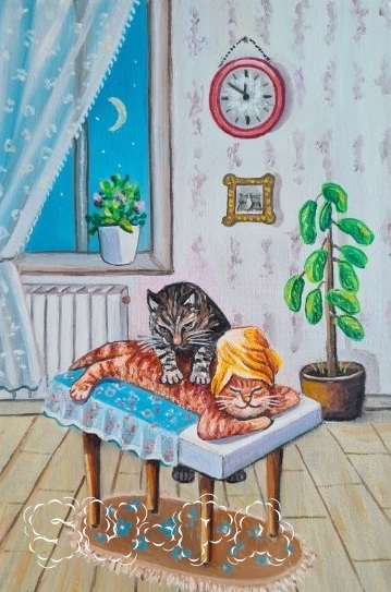 Открытка с котиком "Массаж красивой кошке"