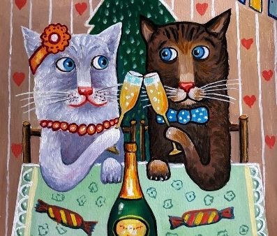 Открытка с котами "Отмечаем новый год" - изображение 1