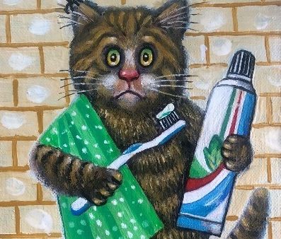 Набор (магнит+4 открытки) "Кот умывака" - изображение 1