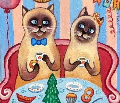 Открытка новогодняя с котиками "Отмечаем с елкой" - изображение 1