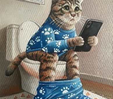Открытка мужу "Максик на унитазе" - изображение 1