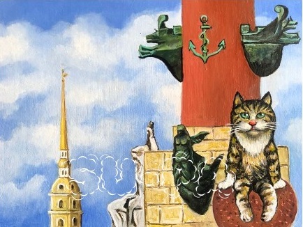 Открытка сувенир с котиком "Санкт-Петербург"