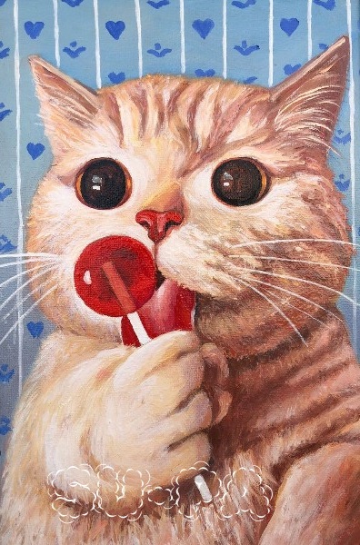 Открытка котики "Леденец и котик"