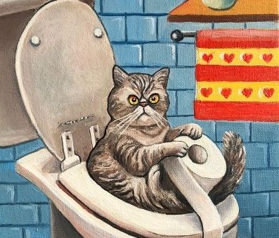 Открытка  "Котик на унитазе" - изображение 1