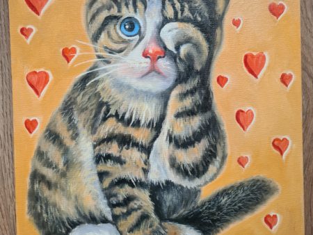 Картина котки «Котик стесняется»